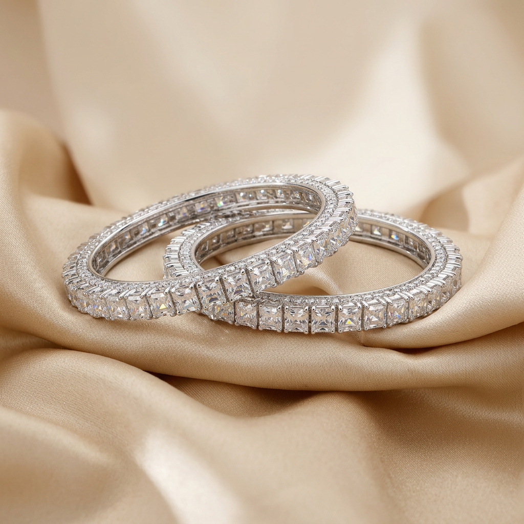 Solitaire Stone American Diamond Bangles - image