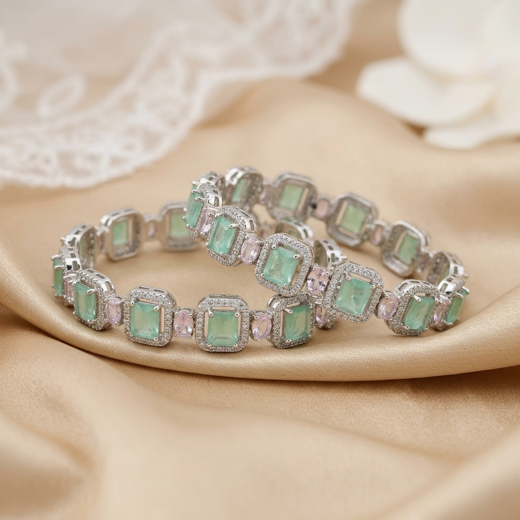 New American Diamond Stone Bangles - image