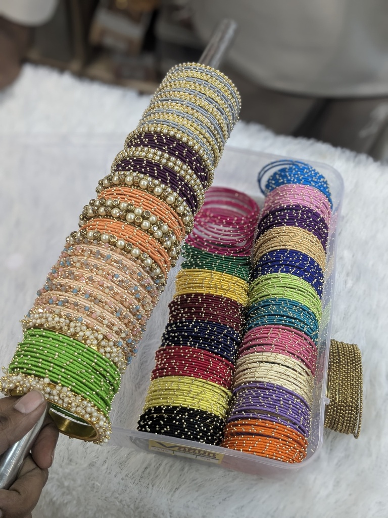 Pastel Color Thread Bangles Combo - image