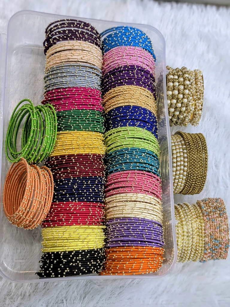Pastel Color Thread Bangles Combo - image