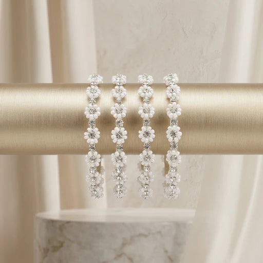 Zirconia Stone Flower Bangles - image