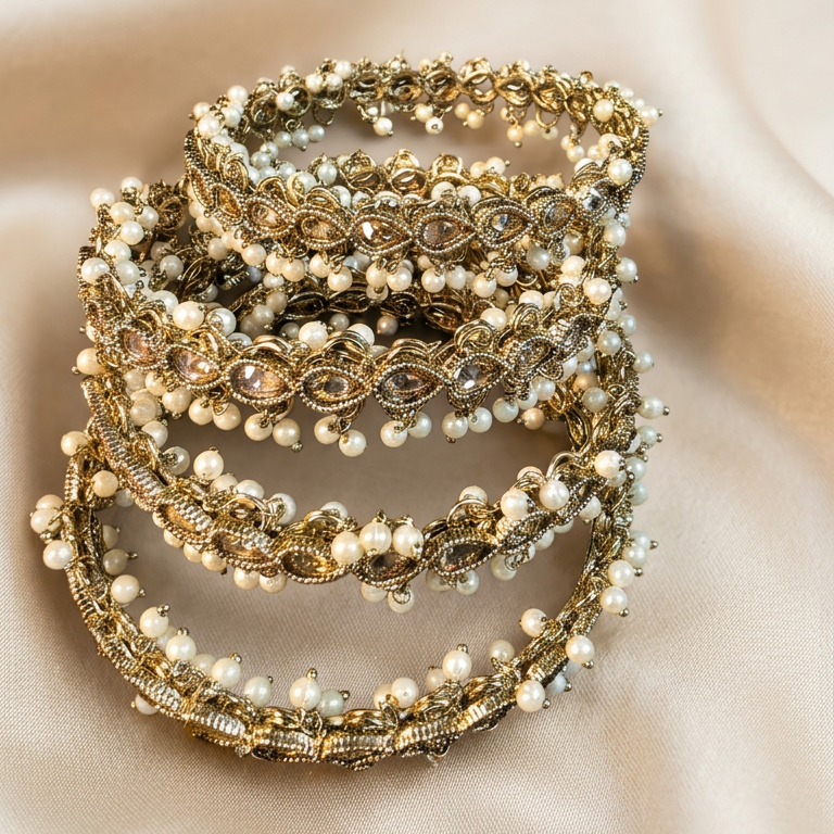 Kaira Polki Pearl Bangles - image