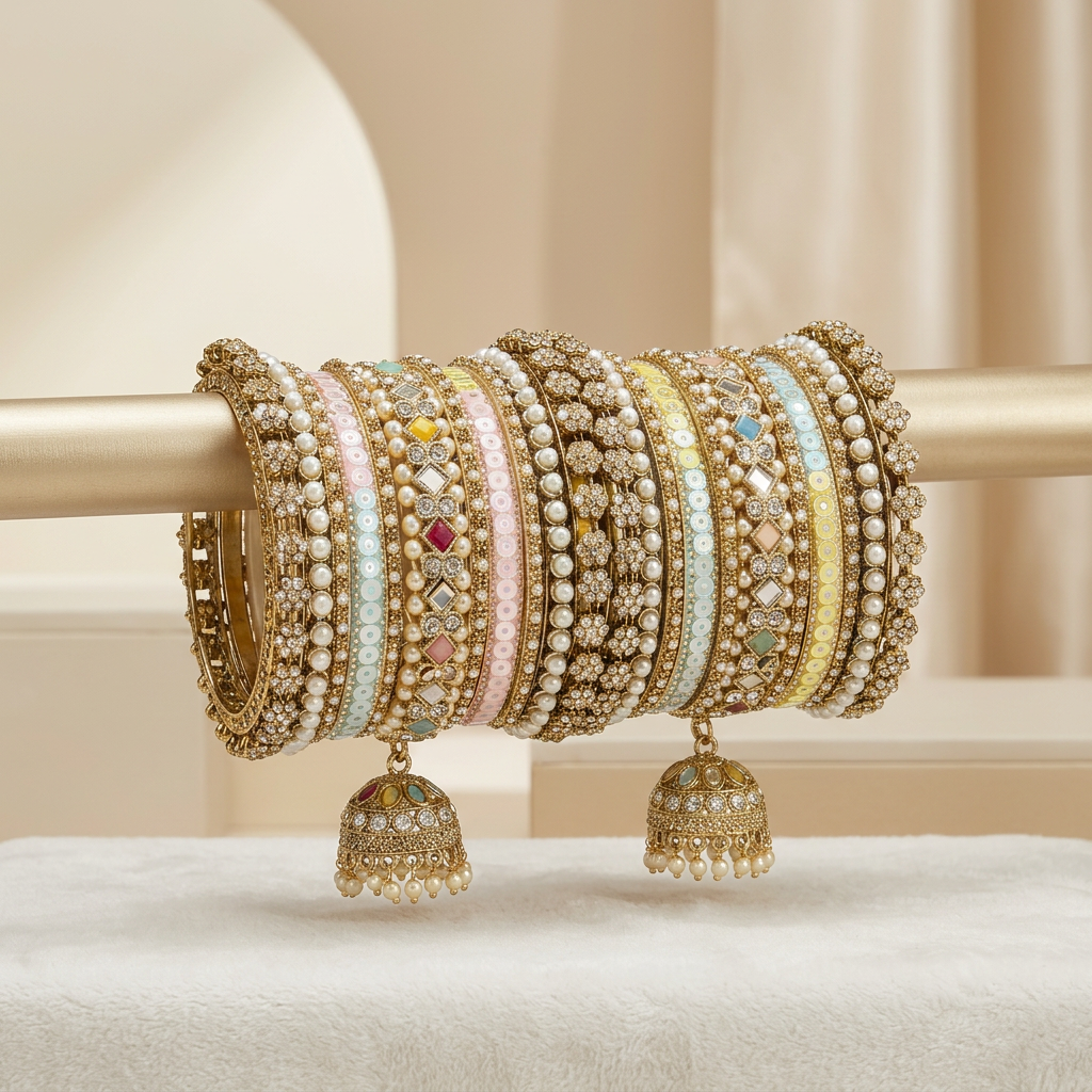 Nazneen Jhumka Bangle Stack - image
