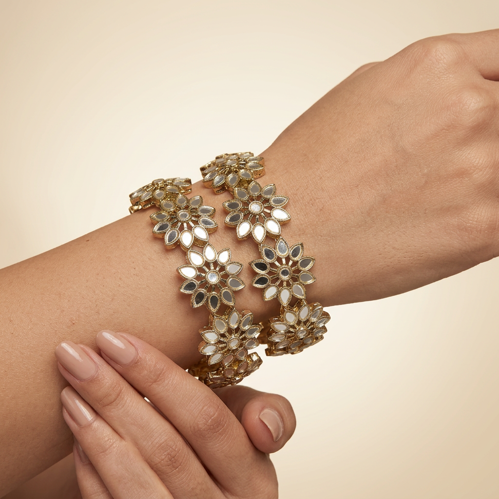 Mirror Flower Bangles - image