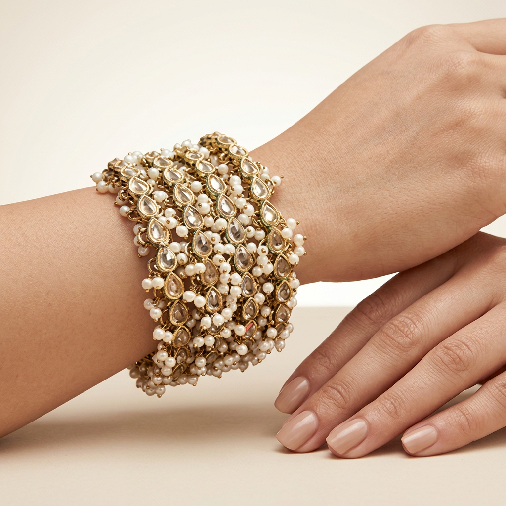 Kayra Pearl Polki Bangles - image