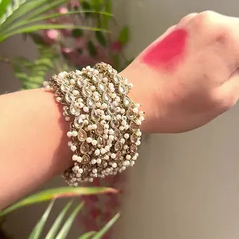 Kayra Pearl Polki Bangles - image