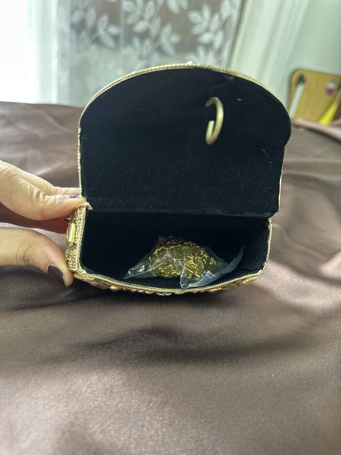 Champagne Mirror-Work Dome Clutch - detail