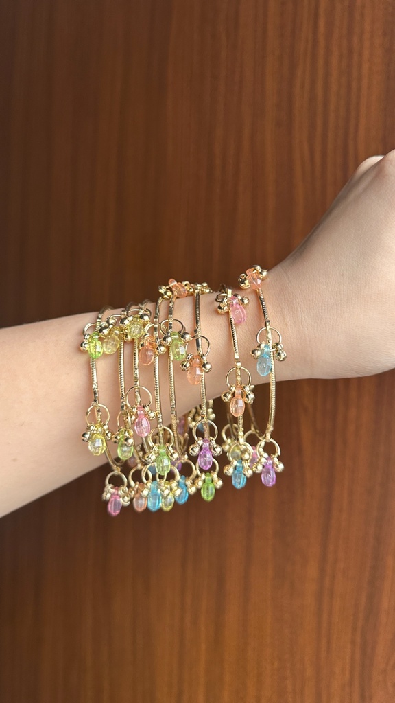 Rainbow butterfly bangles - on wrist 1