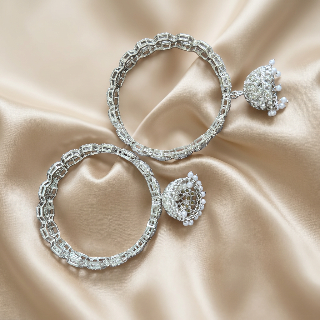 Silver Raksha Jhumka Bangle - image