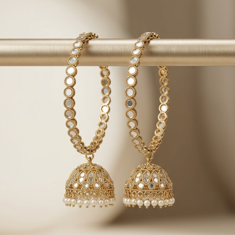 Riya Kundan Single Jhumka Bangles - image