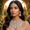 American Diamond Semi Bridal Set with Tikka - image