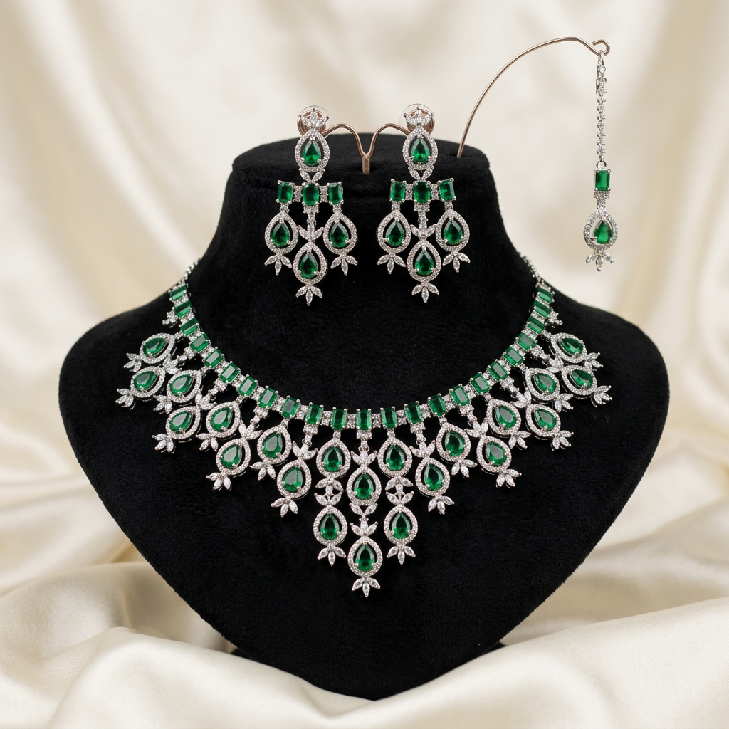 American Diamond Necklace Set - image