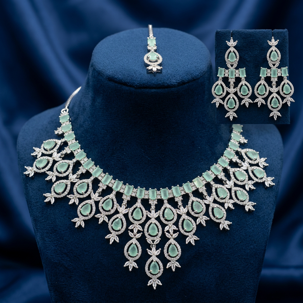 American Diamond Necklace Set - image