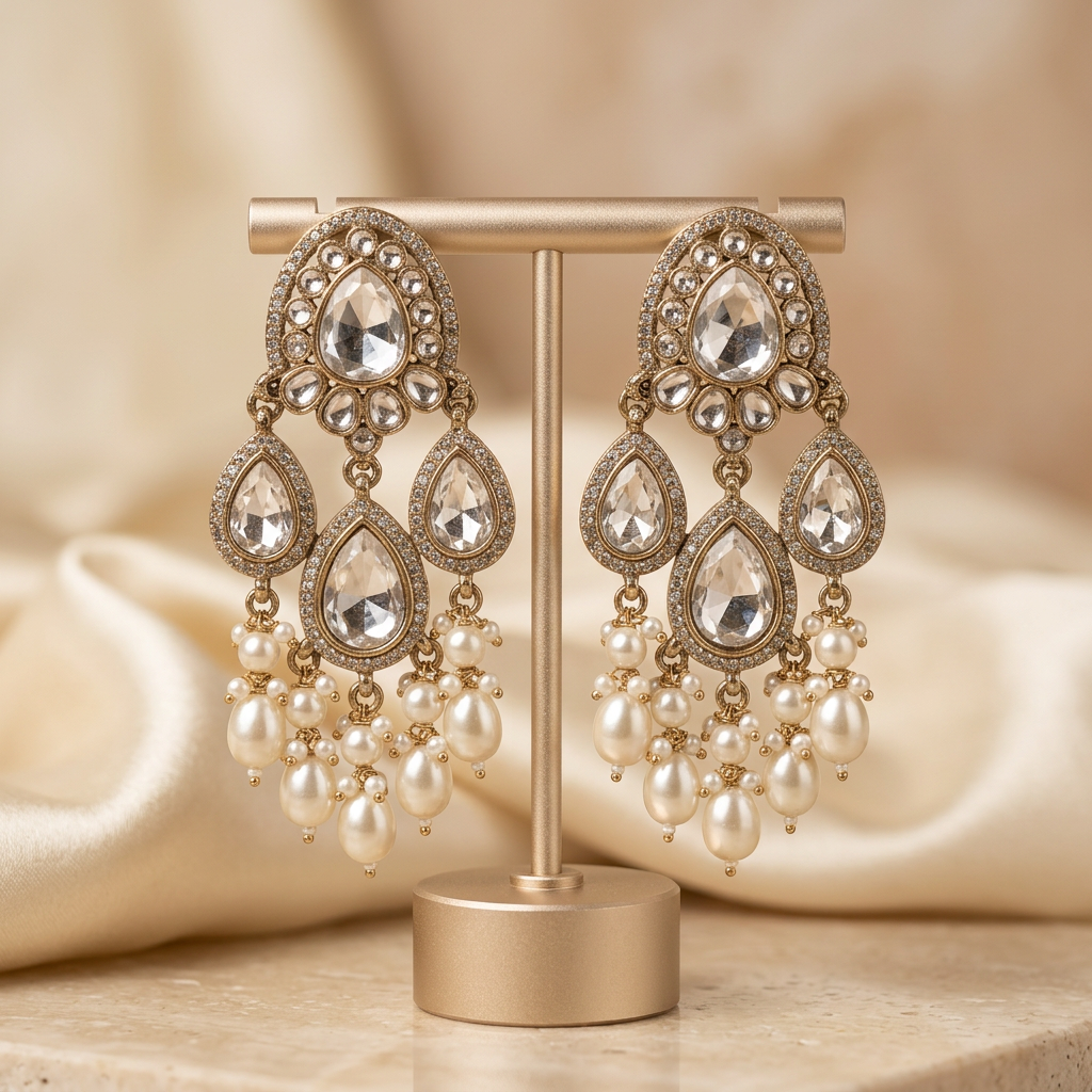 Risha Polki kundan Earrings - image
