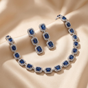 American Diamond Solitaire Necklace Set - image