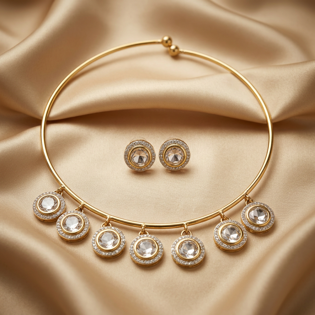 Kundan Polki Hasli Set - image