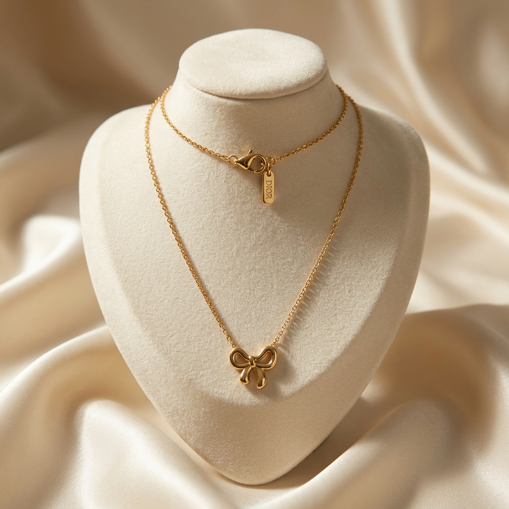 Anti Tarnish Bow Necklace - image