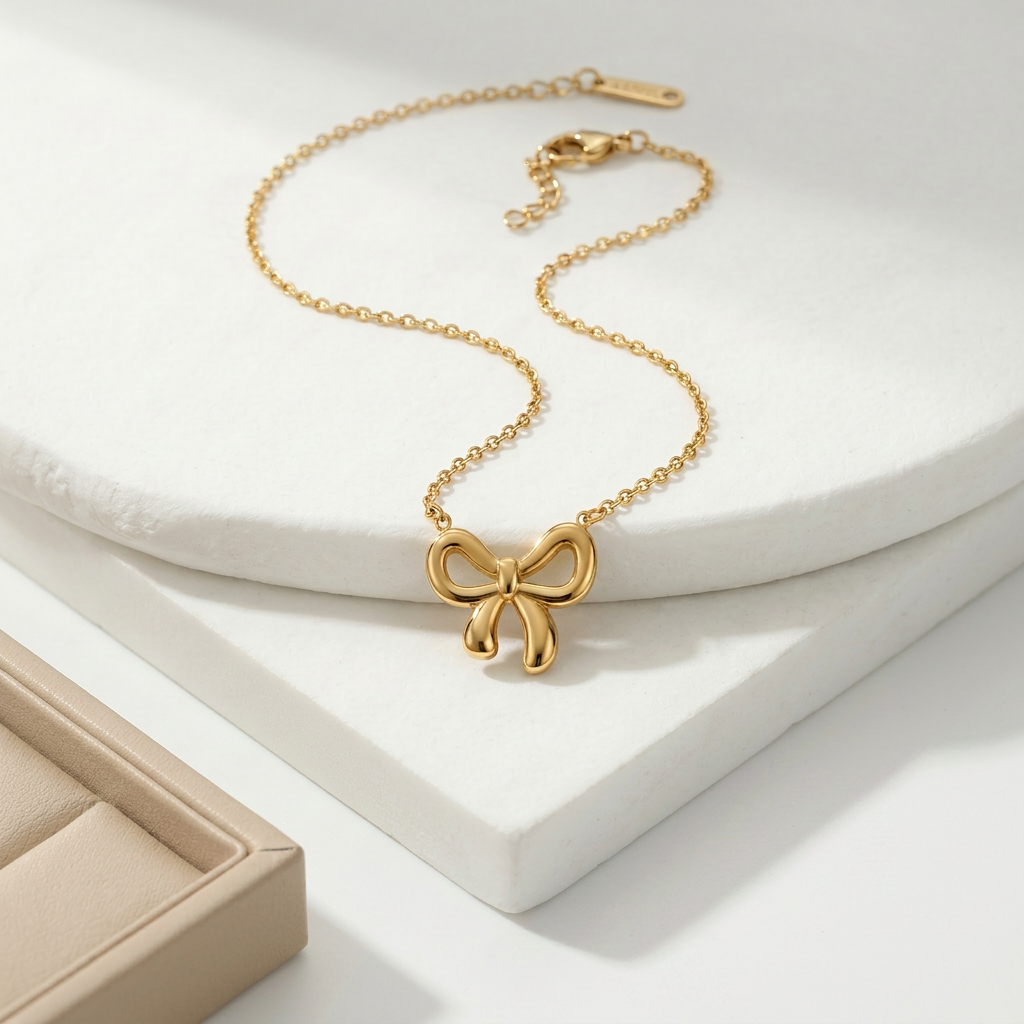 Anti Tarnish Bow Necklace - image