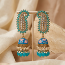 Meenakari Kundan Peacock Jhumkas - image