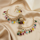 Kundan Jhumkas with Earchain - image