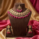 Polki Necklace Set With Tikka Jhumka - image