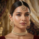 Pearl Kundan Set With Studs and Tikka - image
