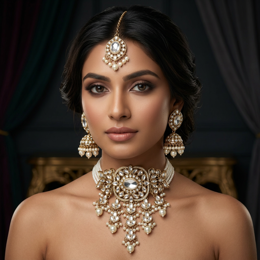 Kundan Jhallar Necklace Set - image