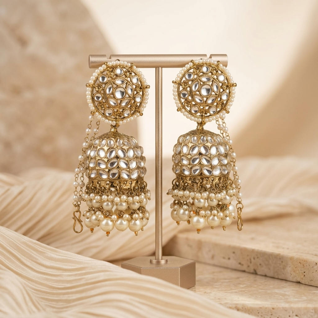 [JBT-ER042] Ritu Singh Kundan Jhumka with Sahara