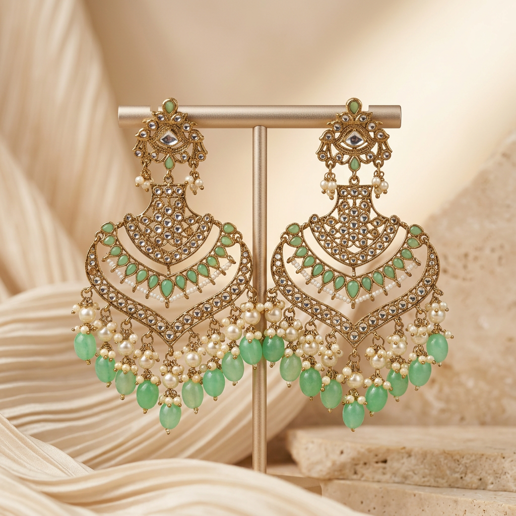 [JBT-ER024] Leher Kundan Chandbalis