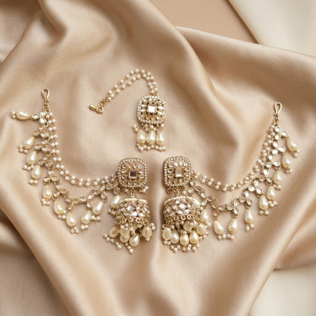 [JBT-ER020] Kundan Jhumkas with Earchain