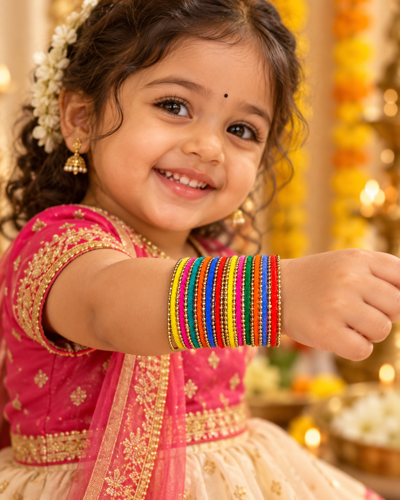 Multicolour Velvet Bangles Set- One Hand
