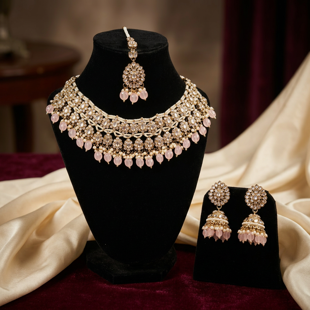 [JBT-NL040] Sabnam Kundan Pearl Choker Set