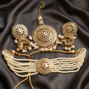 Punjabi Pearl Choker Set With Tikka