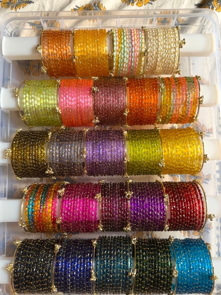 [JBT-BA145] Raindrop Glass Bangles Combo With Organiser