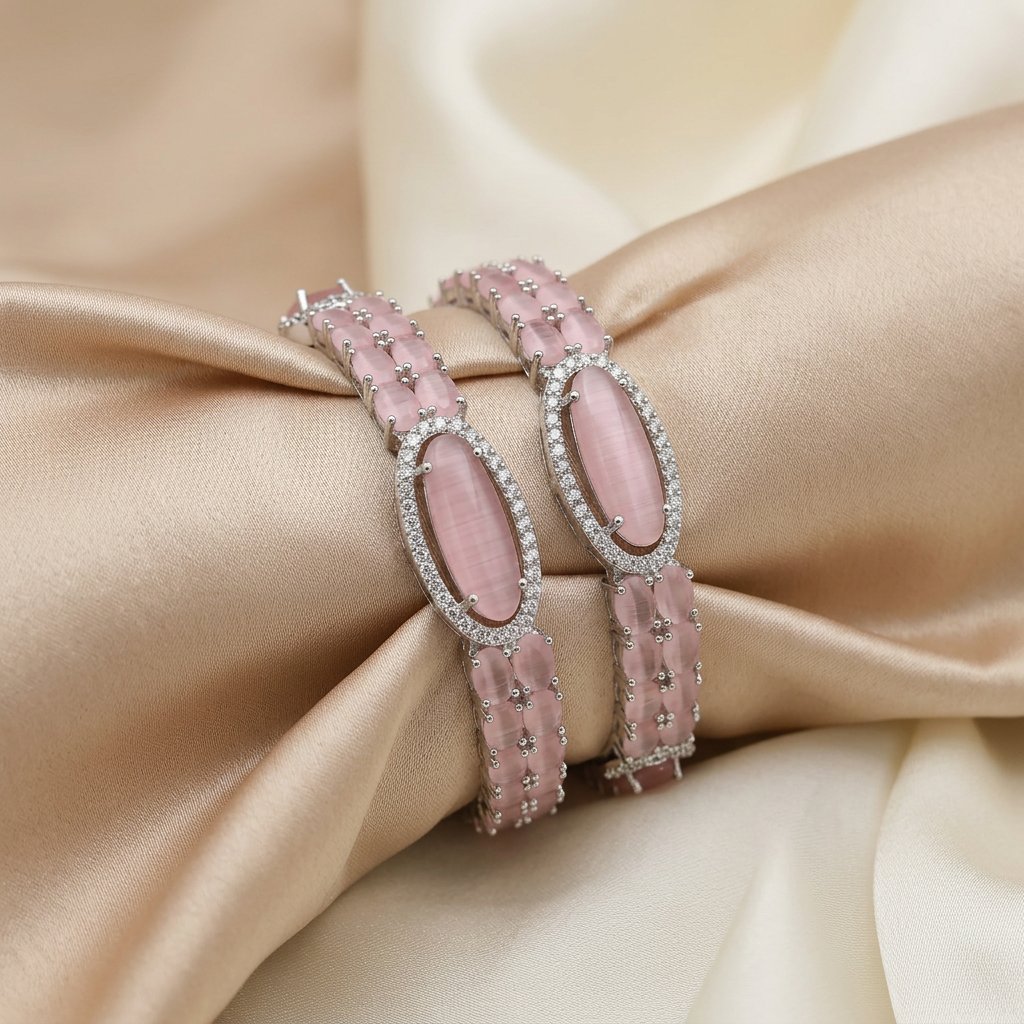 [JBT-BA013] Pretty Pink American Diamond Bangles