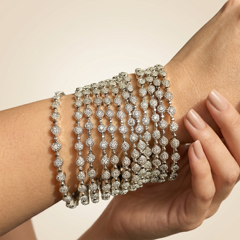 [JBT-BA001] American Diamond Bangle Stack