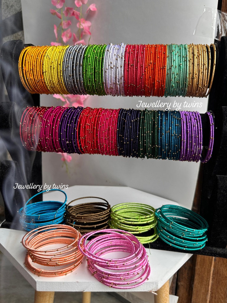 [JBT-BA046] Silk Thread Bangles Combo- 24 Colours with Organiser