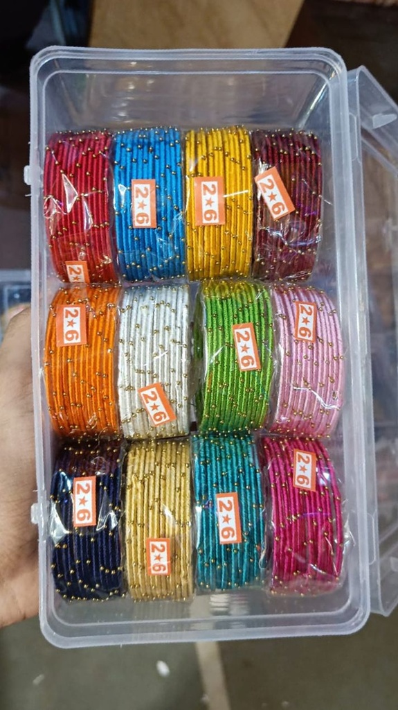 [JBT-BA045] Silk Thread Bangles Combo- 12 Colours