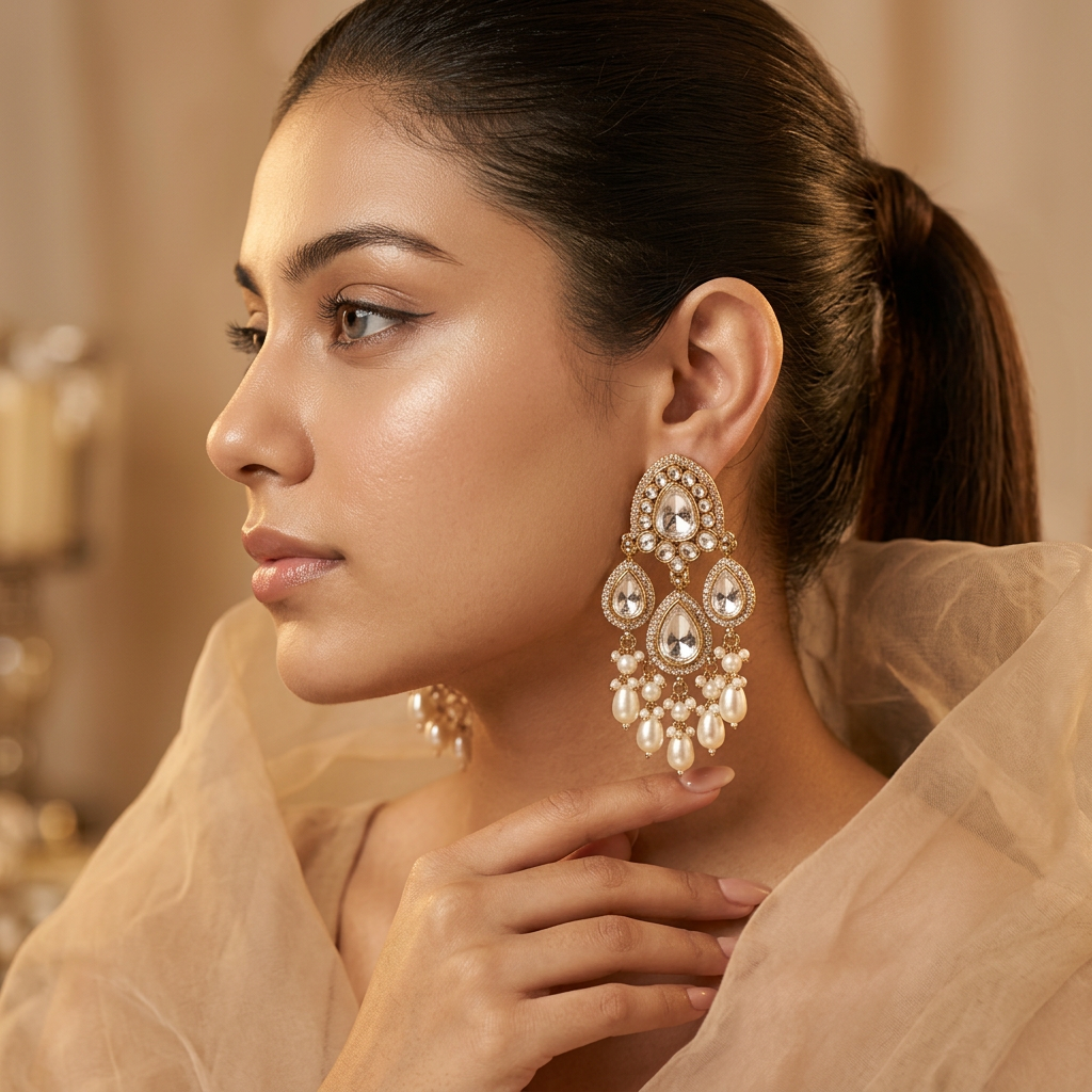 [JBT-ER059] Risha Polki kundan Earrings