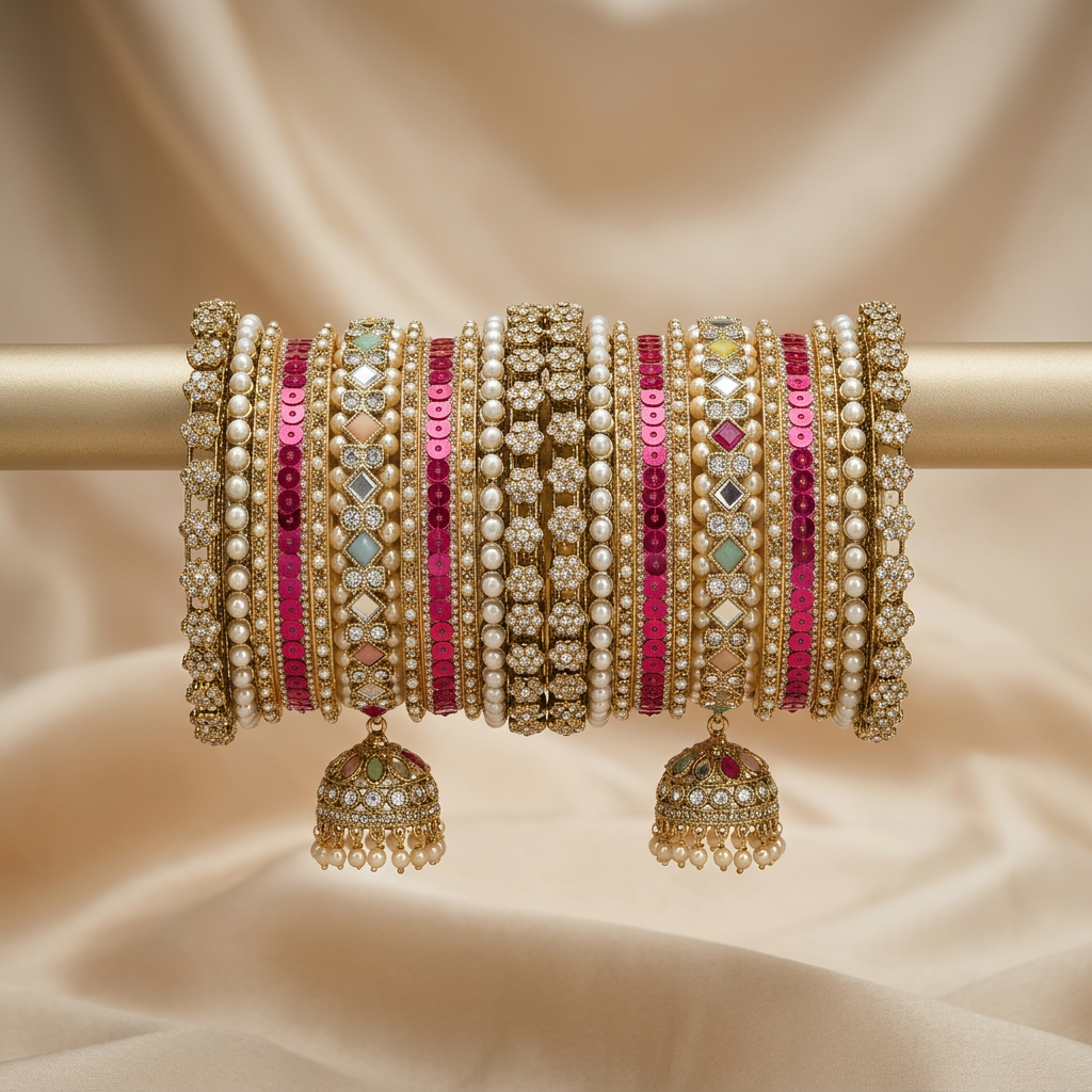 [JBT-BA085] Nazneen Jhumka Bangle Stack