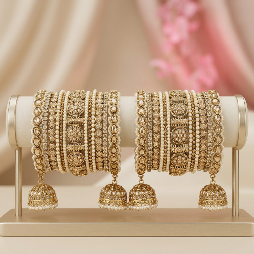 [JBT-BA111] Sahiba Bridal Polki Bangle Set