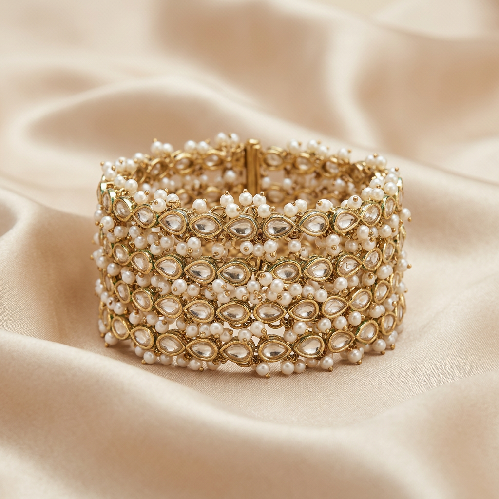 [JBT-BA074] Kayra Pearl Polki Bangles