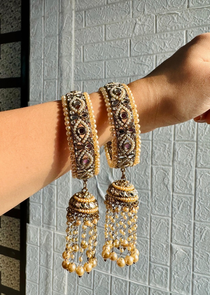 [JBT-BA072] Jhummar Latkan Kundan Bangles