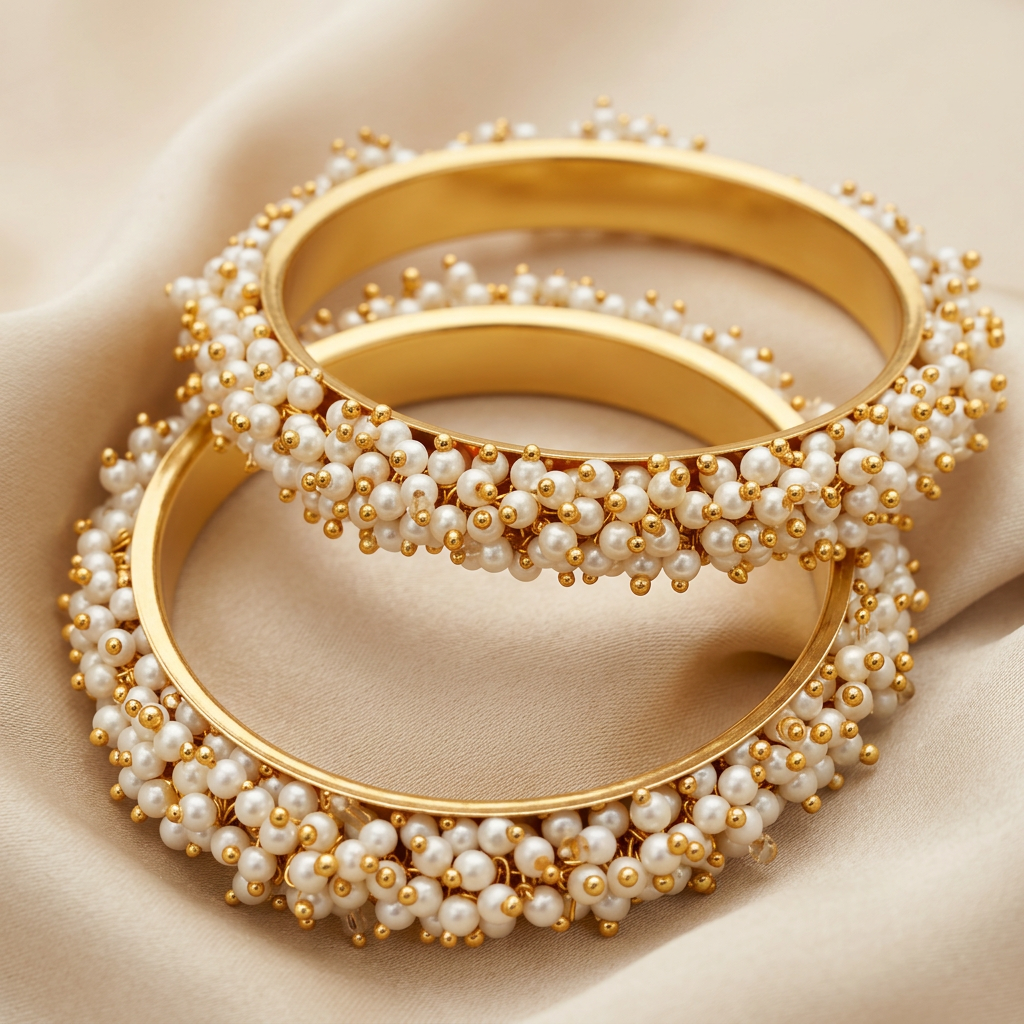 [JBT-BA095] Pearl gucha bangles