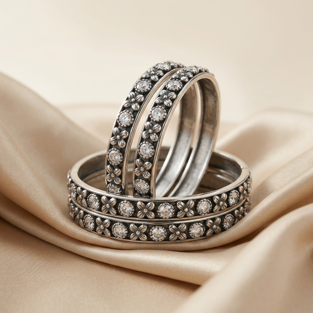 [JBT-BA091] Oxidised Boho Stone Bangles