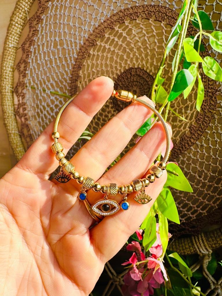 [JBT-BA056] Anti Tarnish Evil Eye Bangle