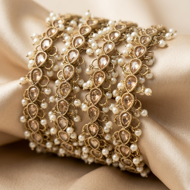 [JBT-BA134] Kaira Polki Pearl Bangles