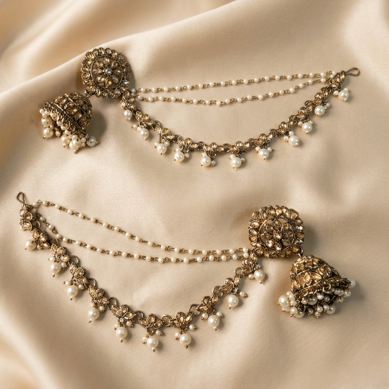 [JBT-ER057] Mahima Stone Sahara Jhumka