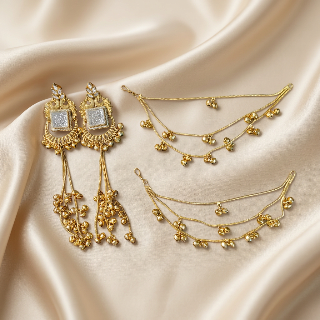 [JBT-ER056] Kanishka Kashmiri Jhumka With Deatachable Earchain