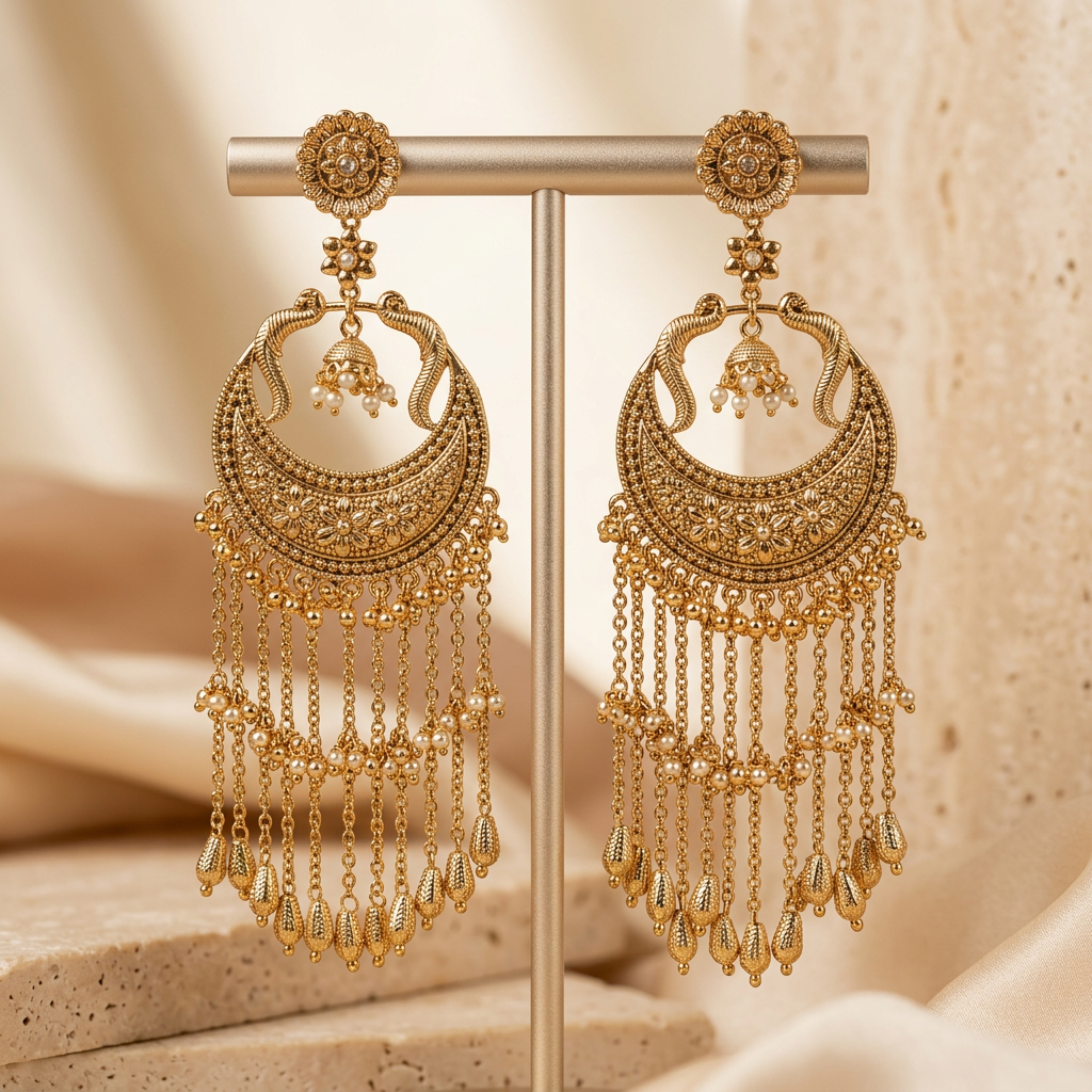 [JBT-ER055] Sabyasachi Gold ChandBali